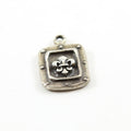22mmx14mm Sterling Silver Fleur De Lis on Rectangle Tag Charm with Beaded