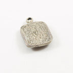 22mmx14mm Sterling Silver Fleur De Lis on Rectangle Tag Charm with Beaded