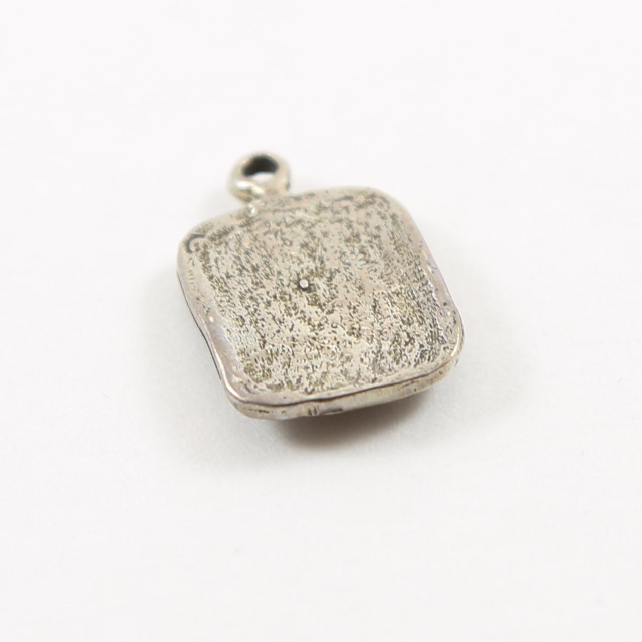 22mmx14mm Sterling Silver Fleur De Lis on Rectangle Tag Charm with Beaded