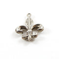 Sterling Silver Detailed Thick Fleur De Lis Charm Pendant French Flower