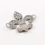 35mmx35mm Sterling Silver Large Fancy Vintage Inspired Fleur De Lis Connector