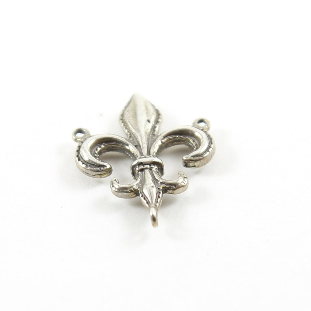 24mmx19mm Sterling Silver 3-Way Y Fleur De Lis Connector Charm French Flower
