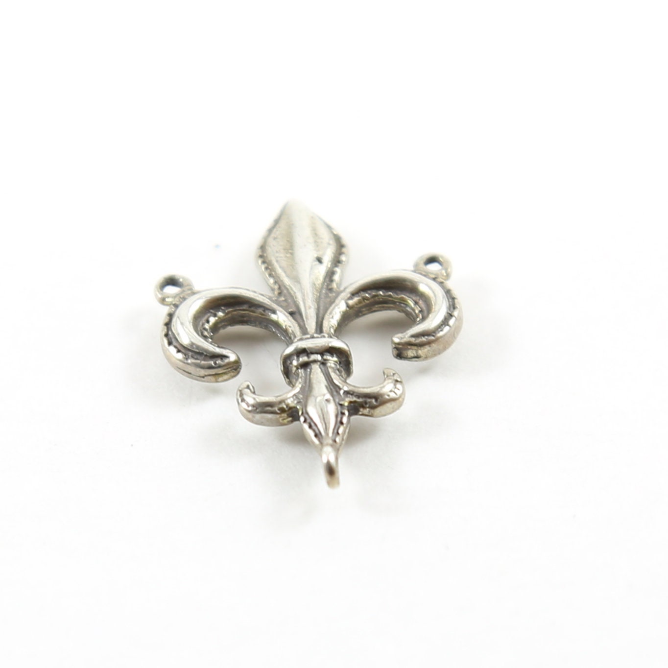 24mmx19mm Sterling Silver 3-Way Y Fleur De Lis Connector Charm French Flower