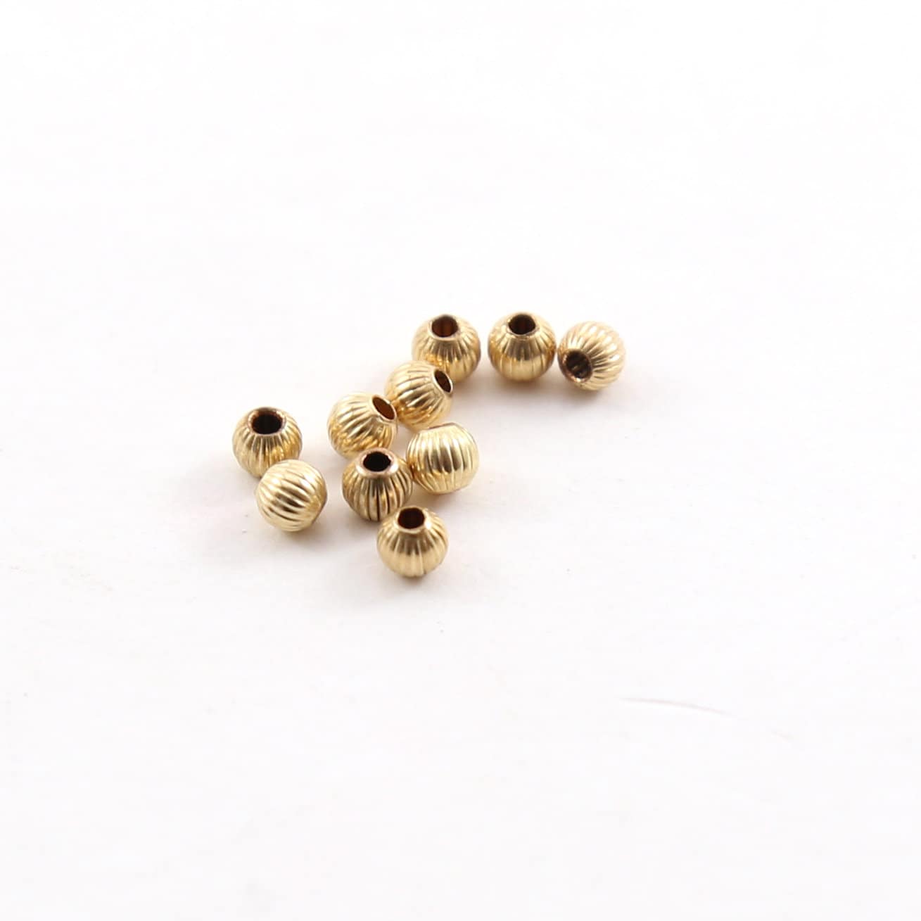 14K Gold Filled 3mm Corrugated Seamless Round Spacer Beads (10pc)