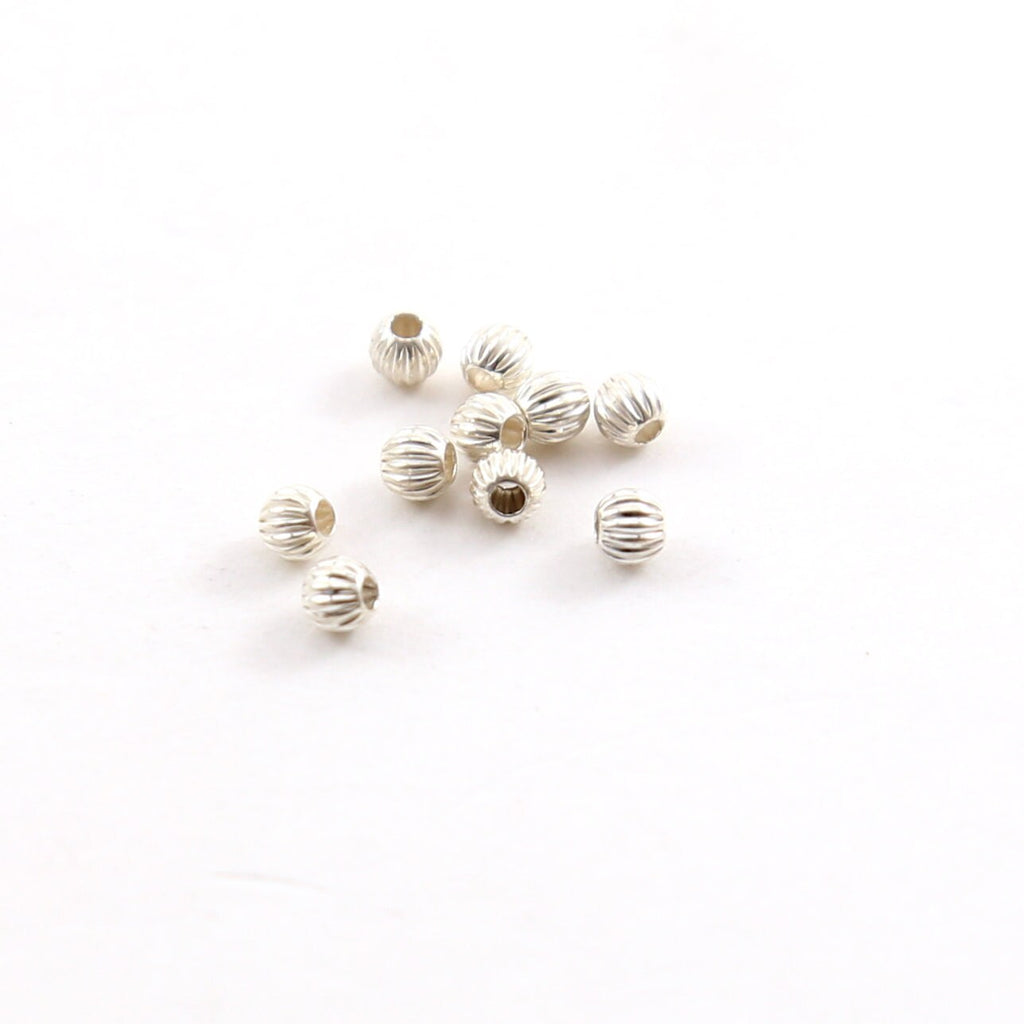 Sterling Silver 3mm Corrugated Seamless Round Spacer Beads (10pc)