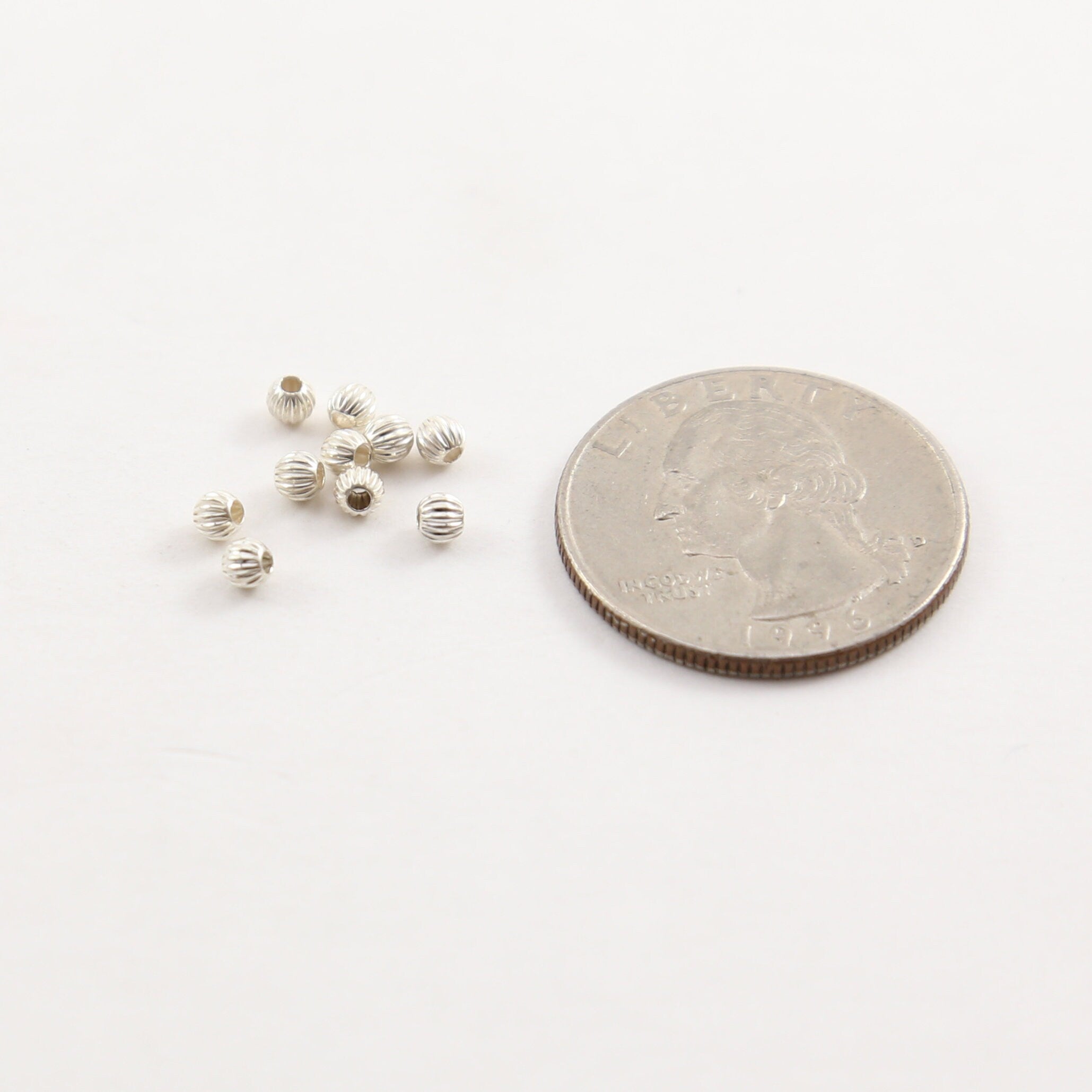 Sterling Silver 3mm Corrugated Seamless Round Spacer Beads (10pc)