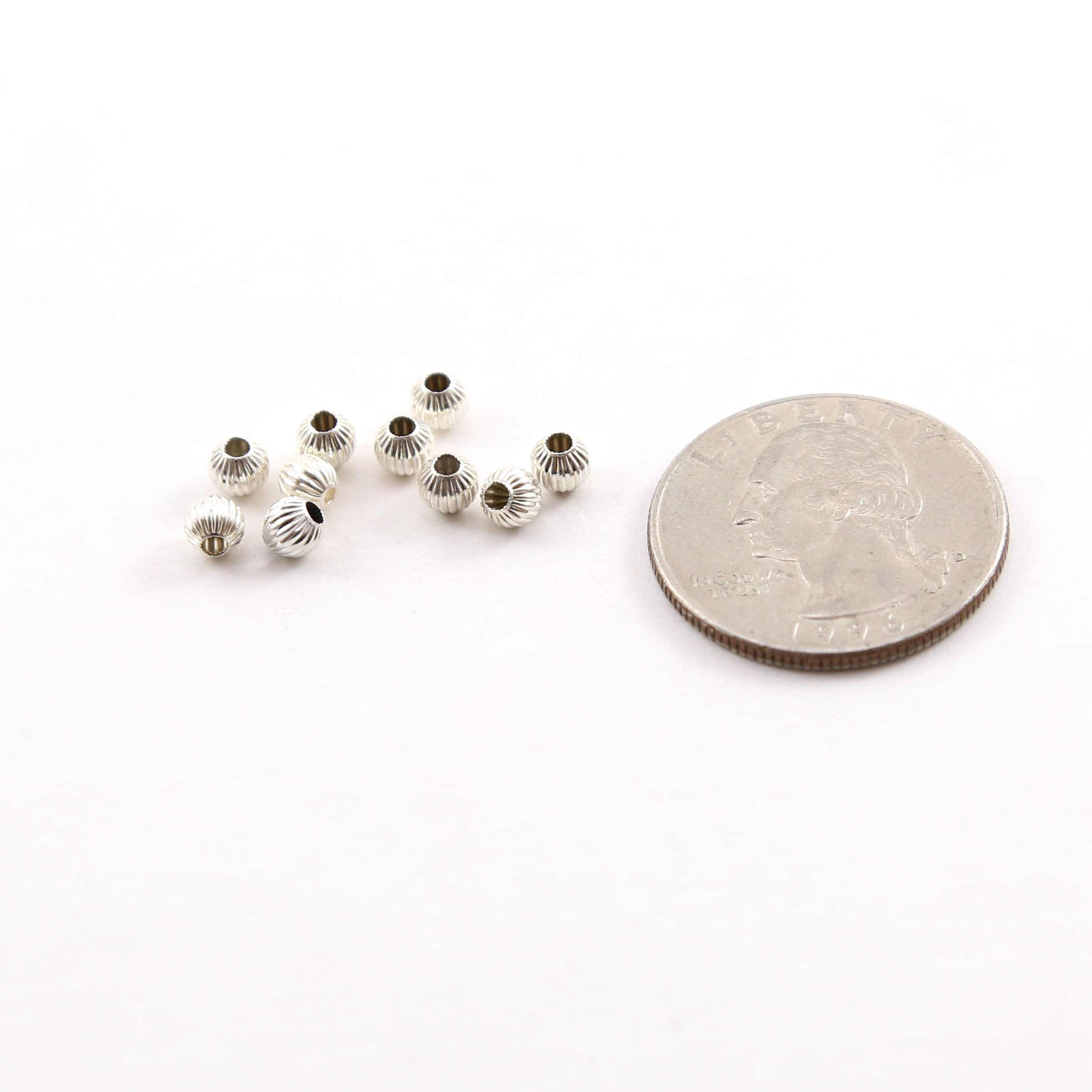 Sterling Silver 4mm Corrugated Seamless Round Spacer Beads (10pc)