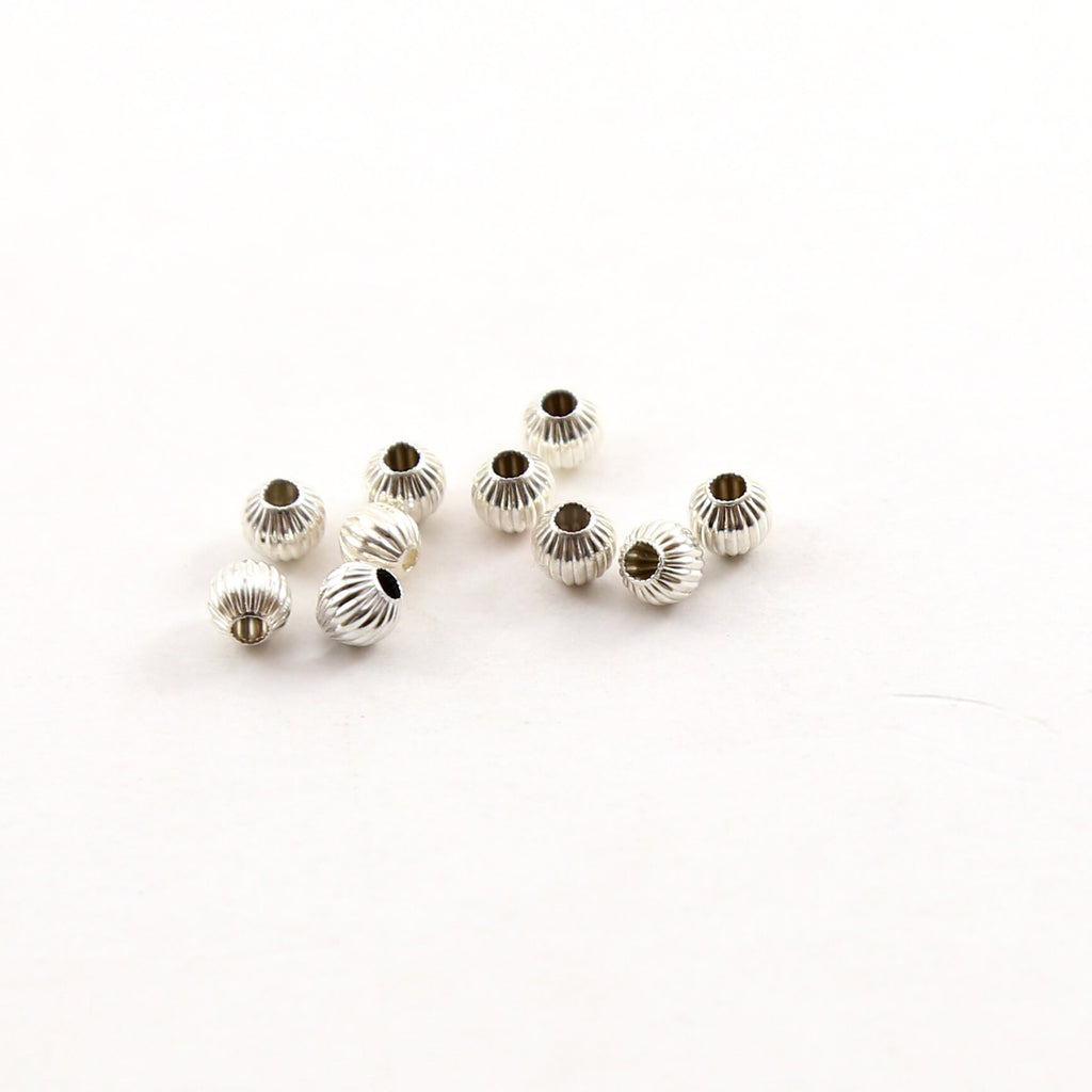 Sterling Silver 4mm Corrugated Seamless Round Spacer Beads (10pc)