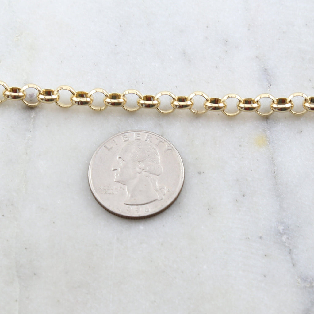 Brass Plated 6mm Large Rolo Openable Thick Chain in 8 – Sold by the Foot