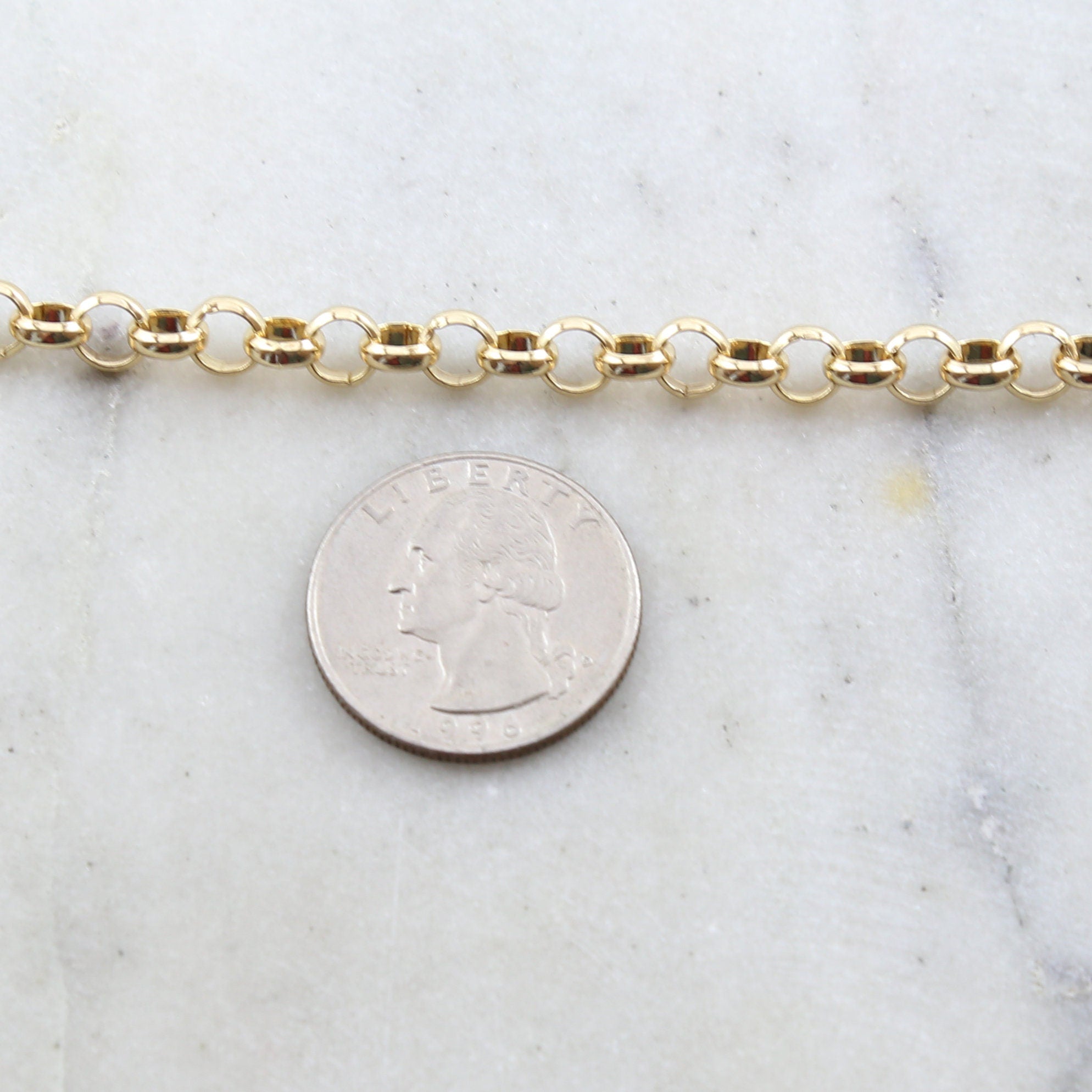 Brass Plated 6mm Large Rolo Openable Thick Chain in 8 – Sold by the Foot