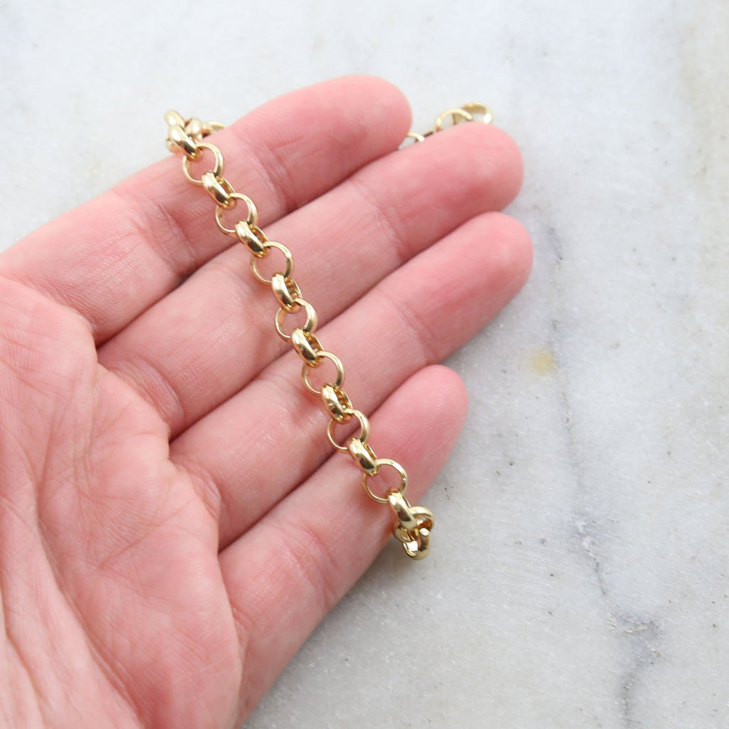 Brass Plated 6mm Large Rolo Openable Thick Chain in 8 – Sold by the Foot