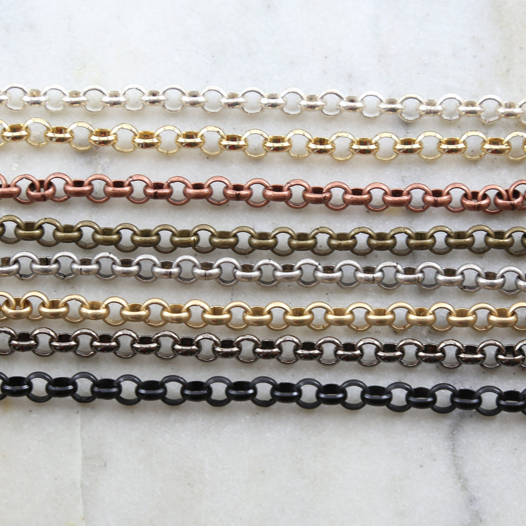 Brass Plated 6mm Large Rolo Openable Thick Chain in 8 – Sold by the Foot
