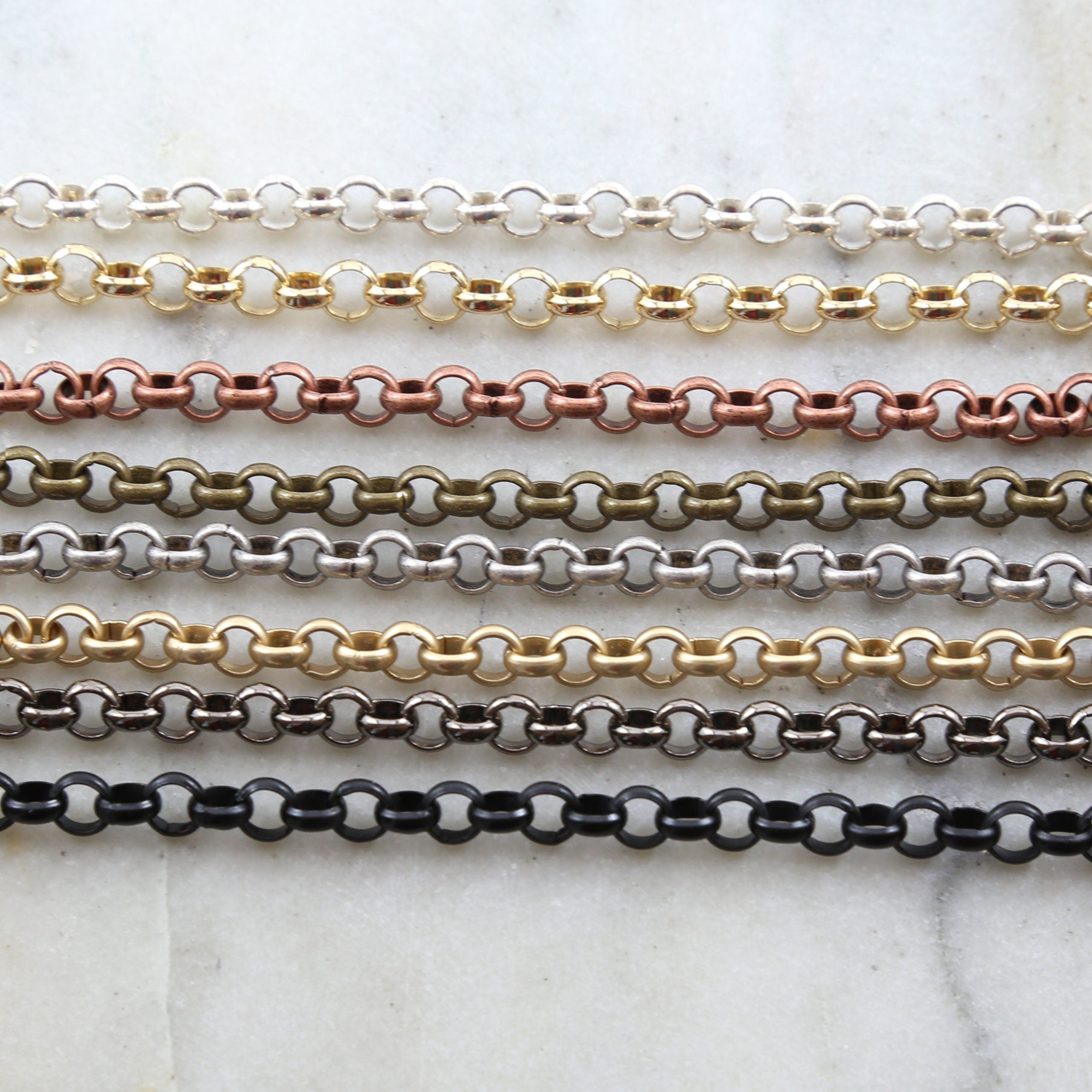 Brass Plated 6mm Large Rolo Openable Thick Chain in 8 – Sold by the Foot