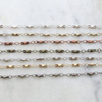 7mmx2.5mm Brass Plated Pointed Stud Chain in 7 Finishes – Sold by the Foot
