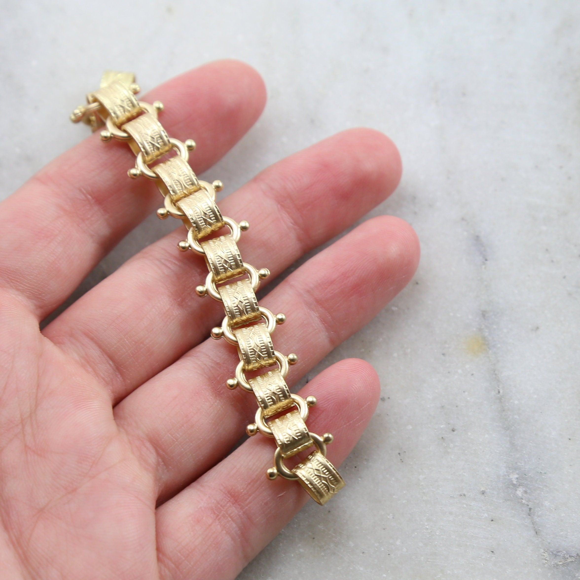 Brass Large Fancy Detailed Oval Chain with Dotted Ovals – Sold by the Foot