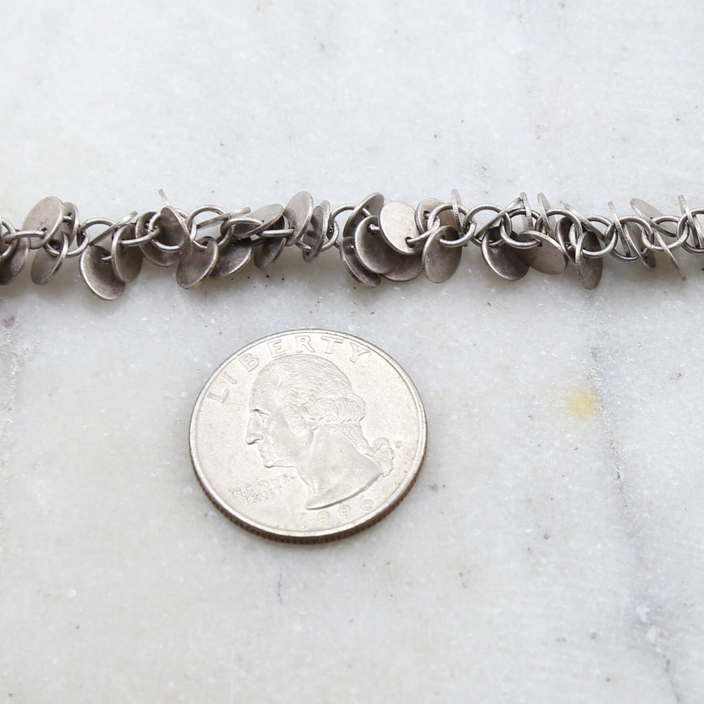 Brass Small 6mm Flat Circle Dangle Chain in Antique Silver – Sold by the Foot