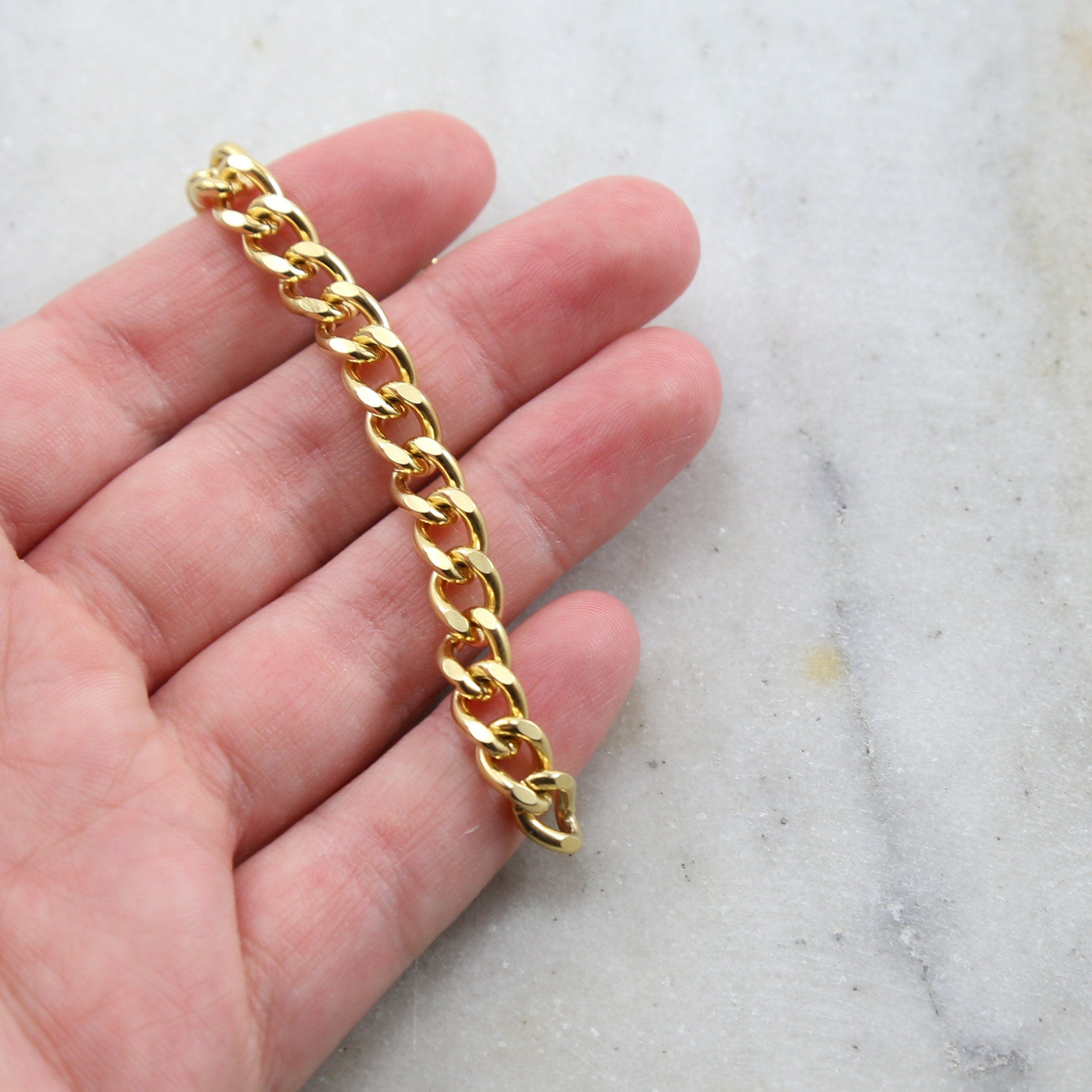 Brass Thick Gauge Faceted Diamond Cut Curb Chain in 5 – Sold by the Foot