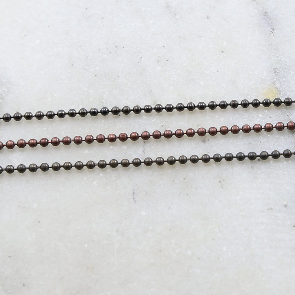 Brass 2mm Antique Ball Chain in Antique Copper Gunmetal – Sold by the Foot
