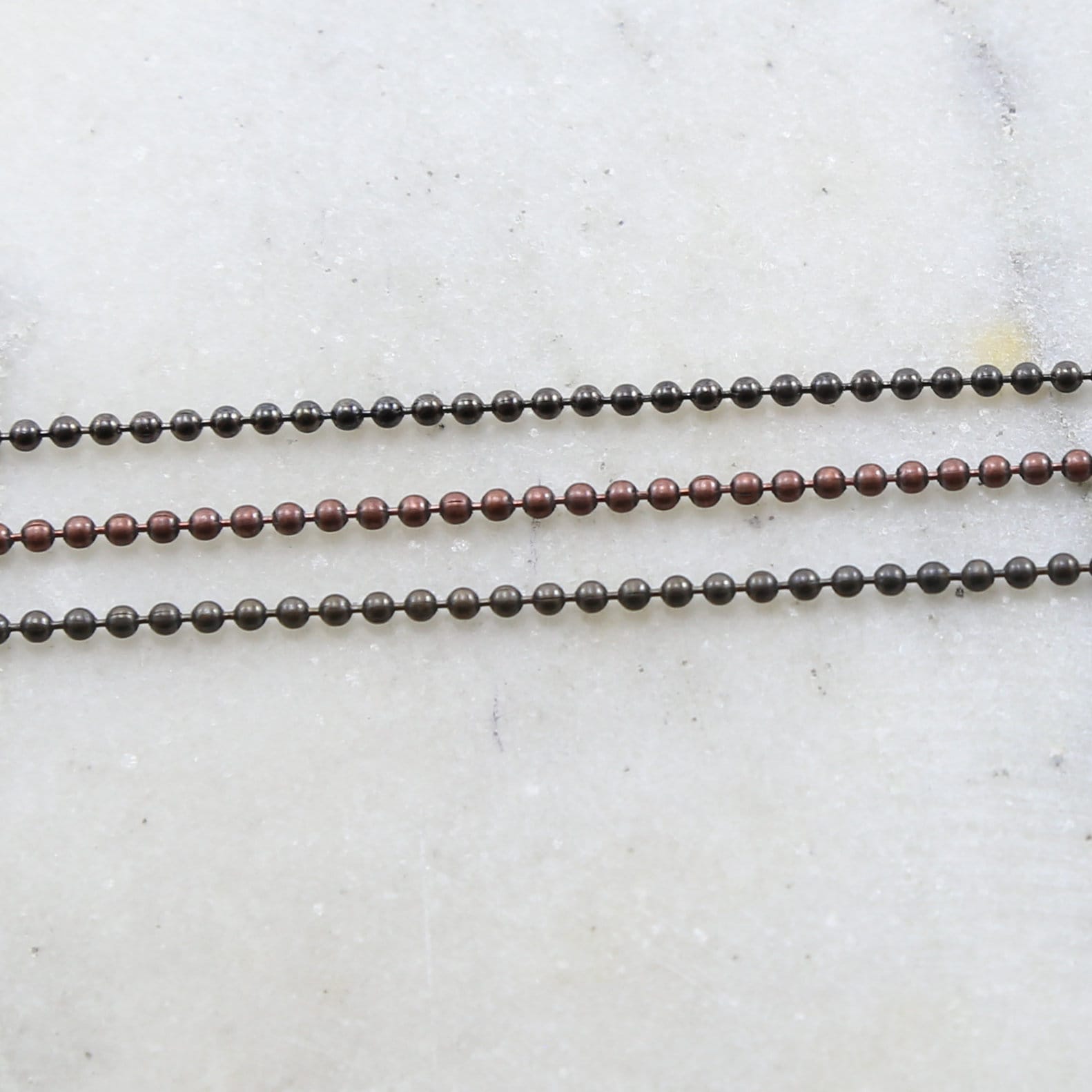 Brass 2mm Antique Ball Chain in Antique Copper Gunmetal – Sold by the Foot