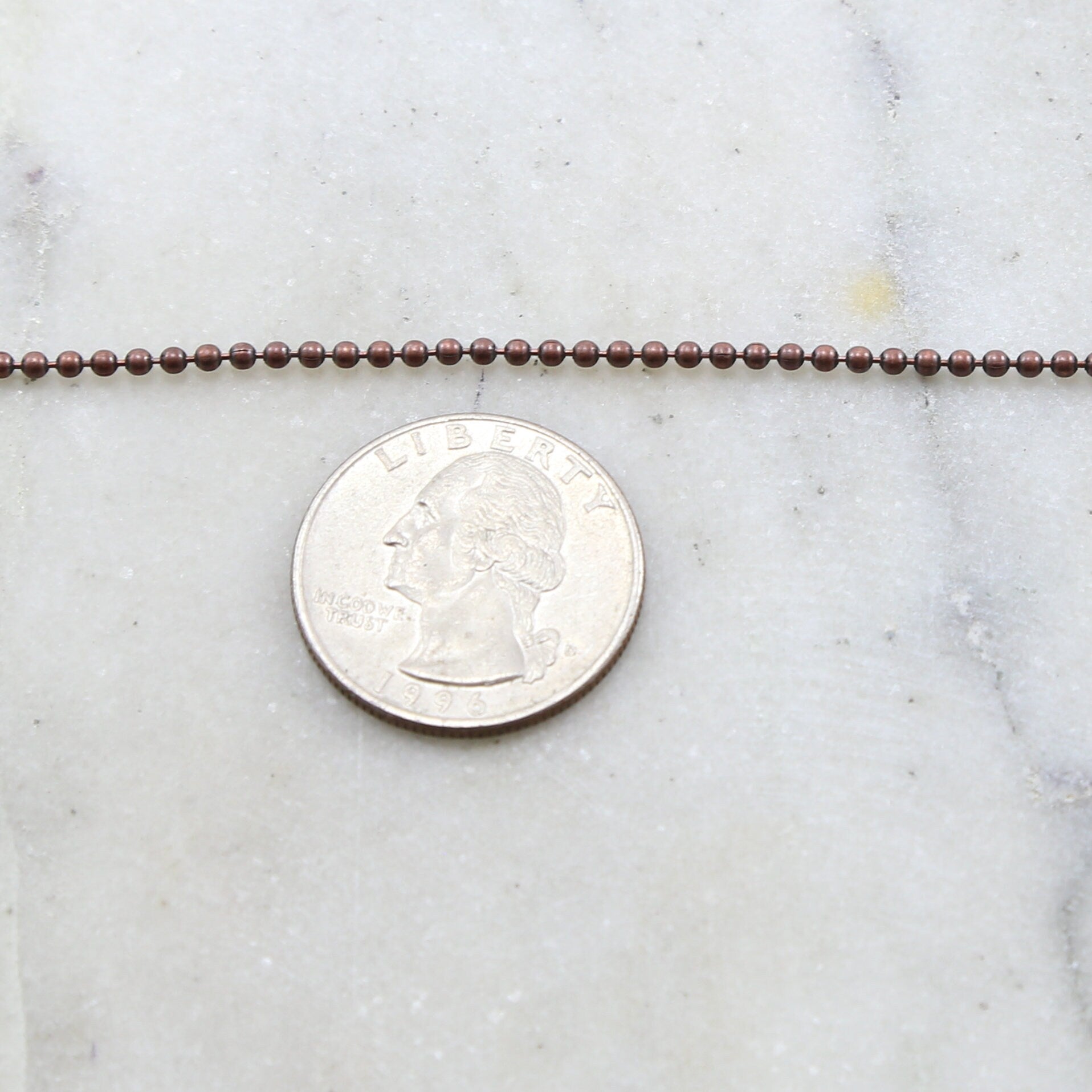 Brass 2mm Antique Ball Chain in Antique Copper Gunmetal – Sold by the Foot