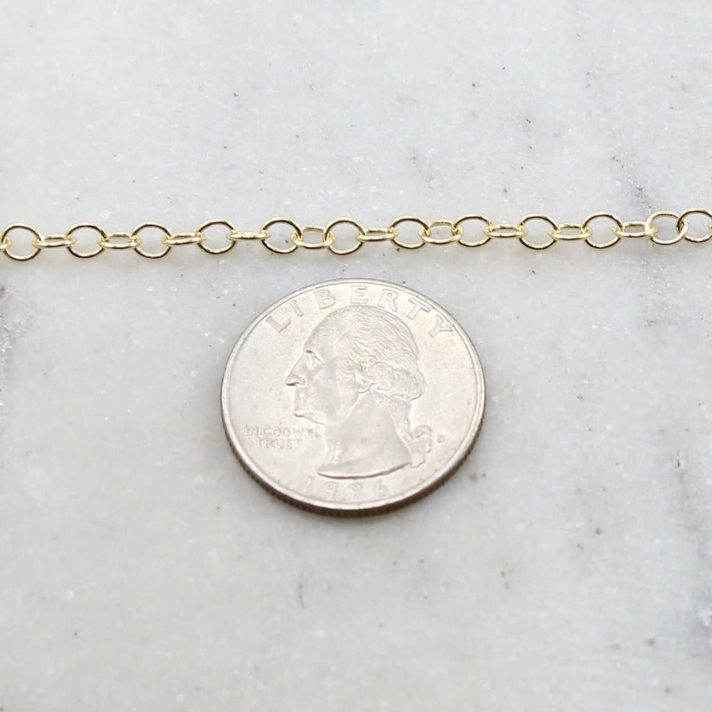 Brass Medium Weight Dainty Oval Extender Link Chain 3.5mm X – Sold by the Foot