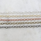 Brass Medium Weight Dainty Oval Extender Link Chain 3.5mm X – Sold by the Foot