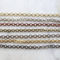 Brass 5mm Round Etched Textured Link Chain in 7 Finishes – Sold by the Foot