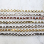 Brass 5mm Round Etched Textured Link Chain in 7 Finishes – Sold by the Foot