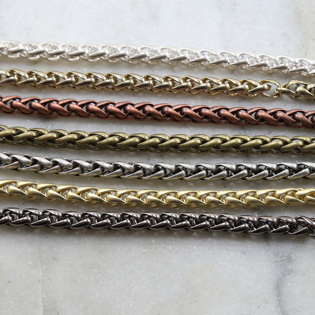 Brass Thick Twisted Rope Wheat Chain in 7 Finishes Chain – Sold by the Foot