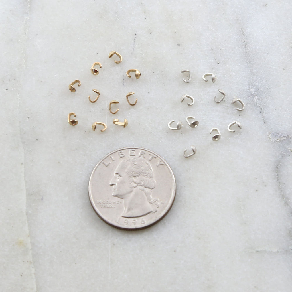 Sterling Silver or 14K Gold Filled Bead Tip Knot Cover 4mm x 3mm (10pc)