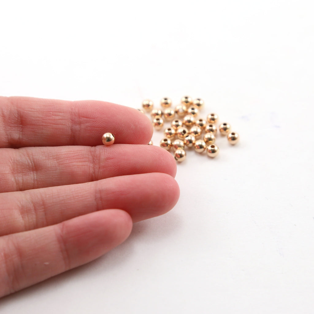Rose Gold Filled 4mm Smooth Seamless Round Spacer Beads (25pc)