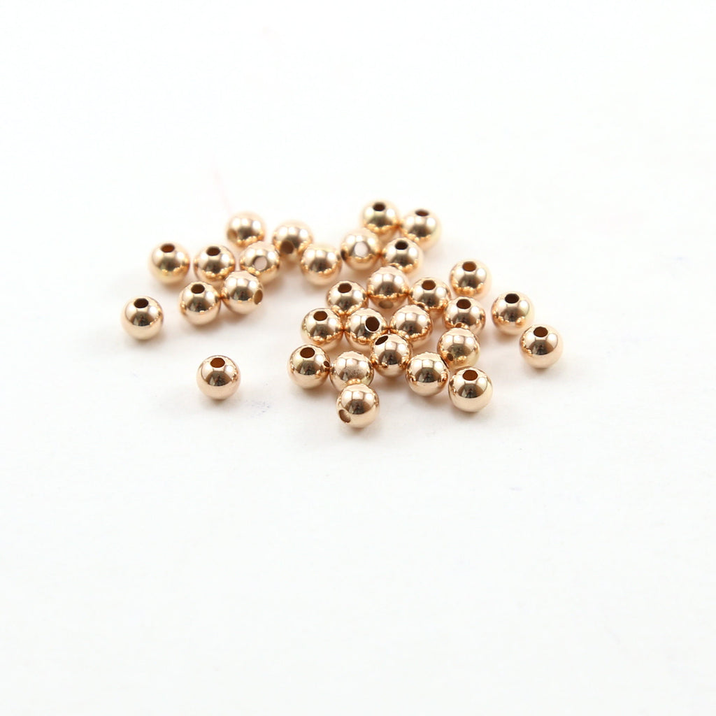 Rose Gold Filled 4mm Smooth Seamless Round Spacer Beads (25pc)