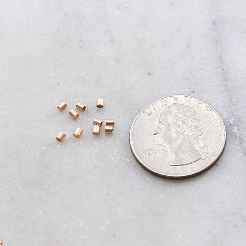 Sterling Silver or Rose Gold Filled Crimp Bead Tube 2mm x 2mm (10pc)