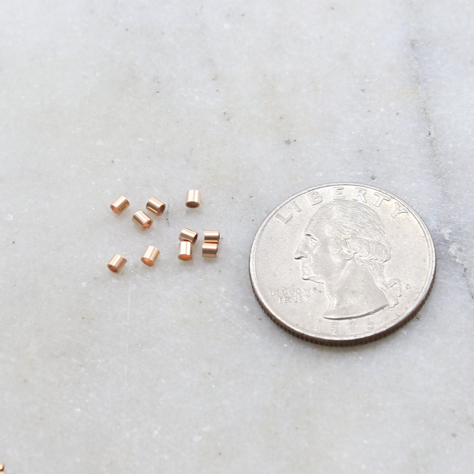 Sterling Silver or Rose Gold Filled Crimp Bead Tube 2mm x 2mm (10pc) – Rose Gold