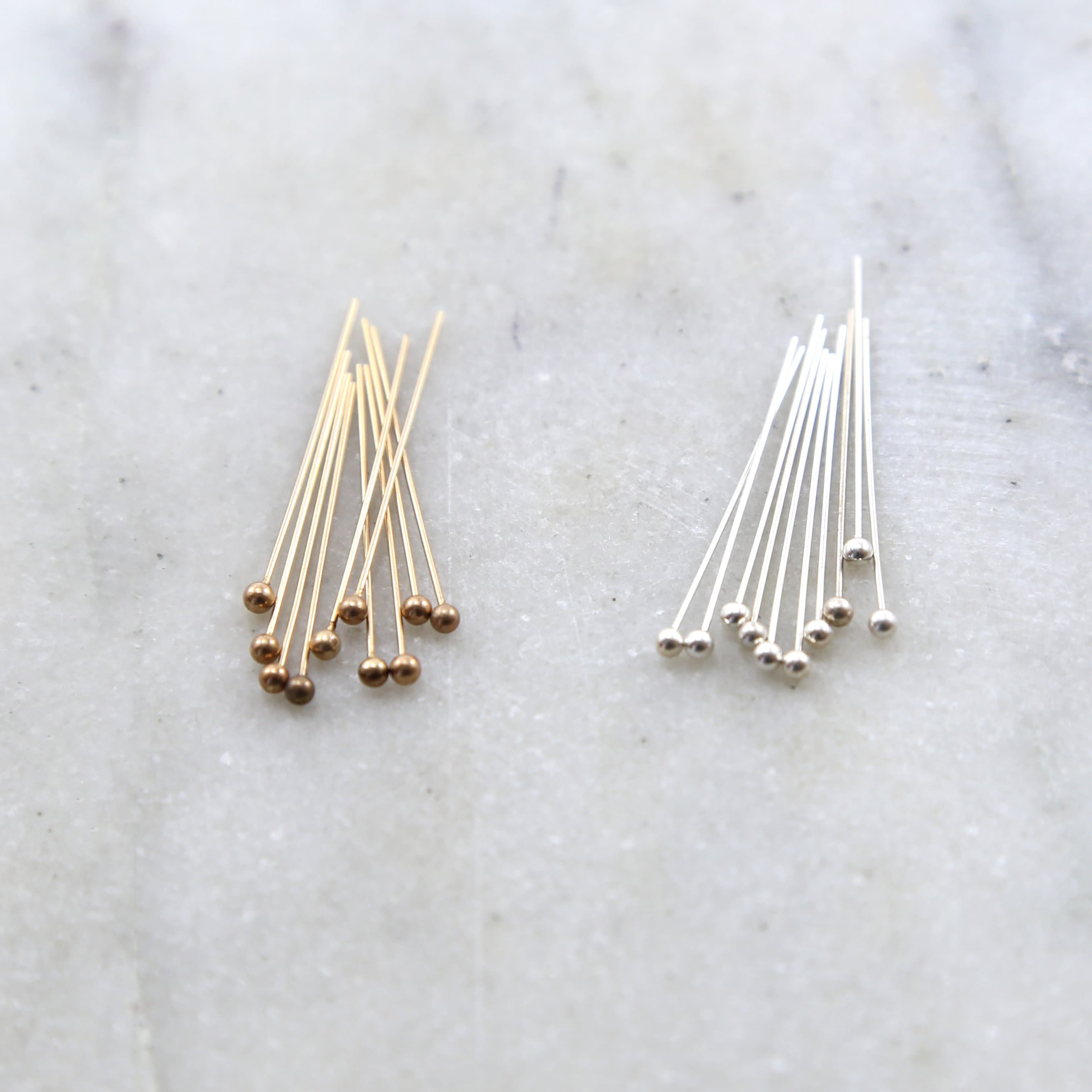 Sterling Silver or 14K Gold Filled 1 Inch Ball Head Pin 24 Gauge (10pc)