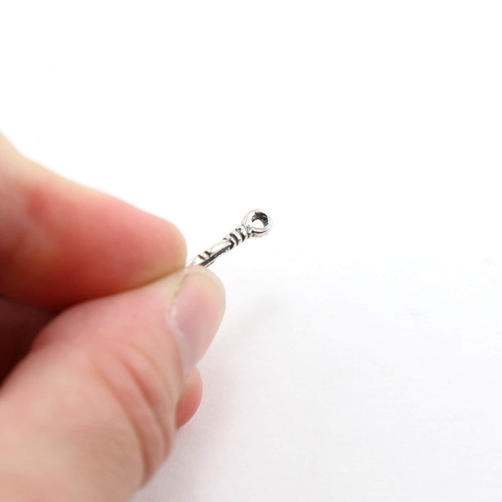 19mmx5mm Sterling Silver Tiny Mini Western Modern Bird Feather Charm Sideways