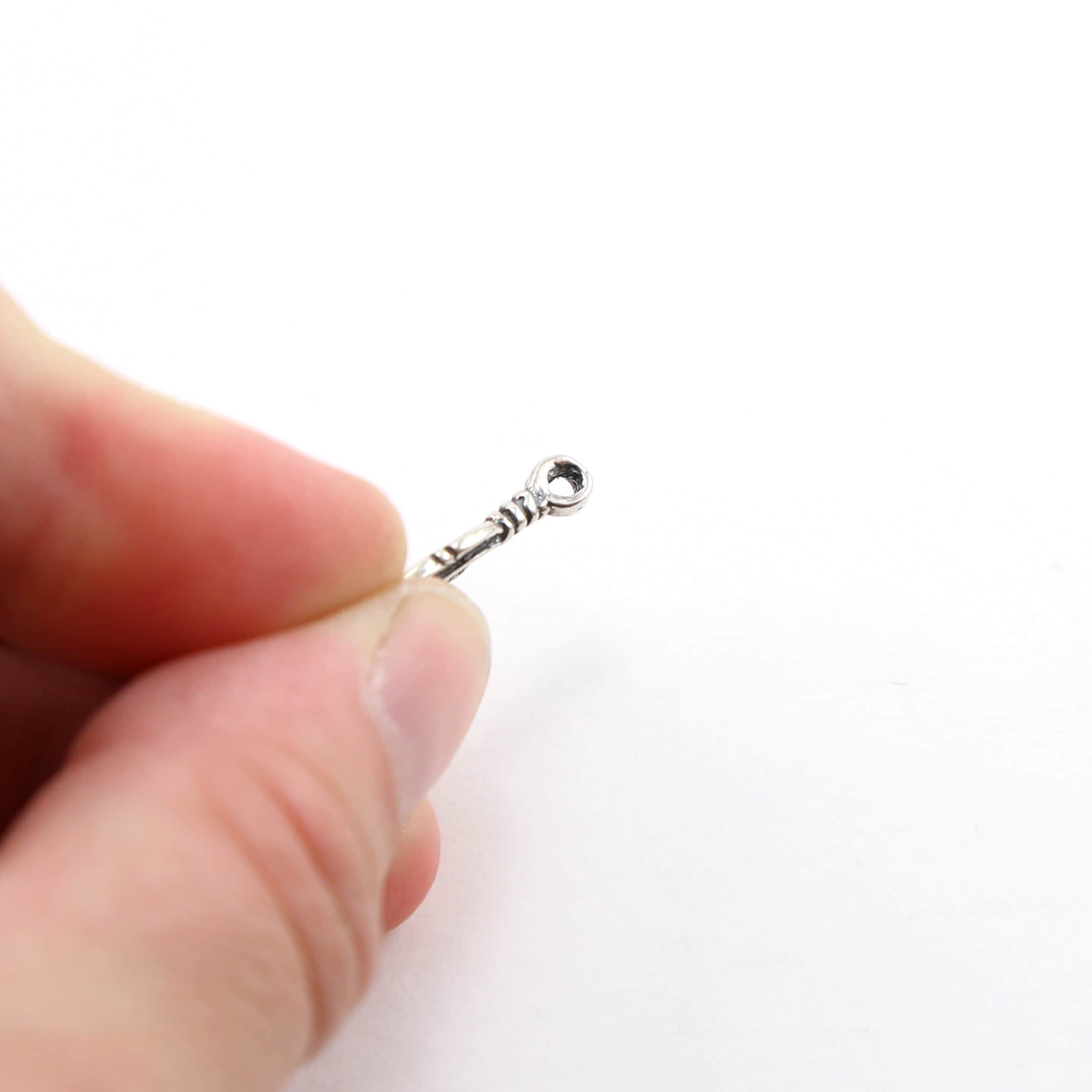 19mmx5mm Sterling Silver Tiny Mini Western Modern Bird Feather Charm Sideways