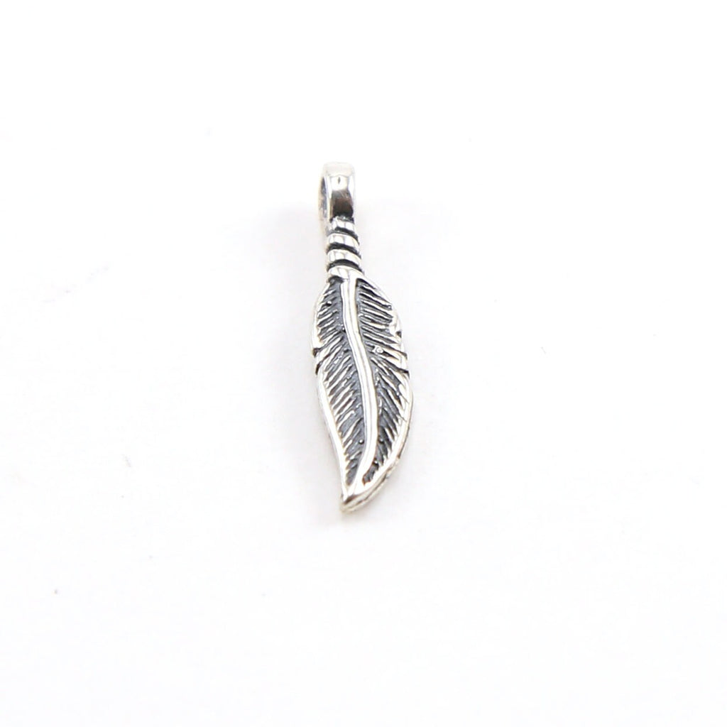 19mmx5mm Sterling Silver Tiny Mini Western Modern Bird Feather Charm Sideways
