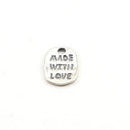 Sterling Silver Made with Love Stamped Word Charm Inspiration Pendant