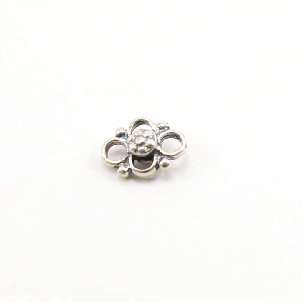 10mm X7mm Sterling Silver Tiny Flower Multi Connector Charm 4 Way Connector