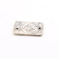19mmx10mm Sterling Silver Stamped Flower and Swirl Rectangle Bar Plate
