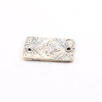 19mmx10mm Sterling Silver Stamped Flower and Swirl Rectangle Bar Plate