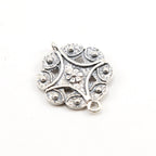 24mmx19mm Sterling Silver Flower Octagon Double Sided Connector Charm