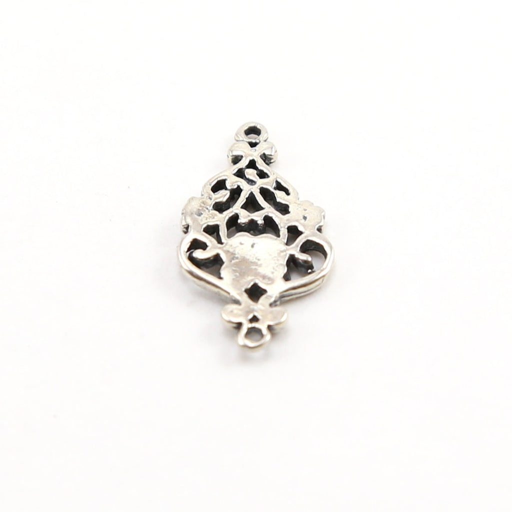 19mmx10mm Sterling Silver Daisy Flower and Swirl Connector Charm