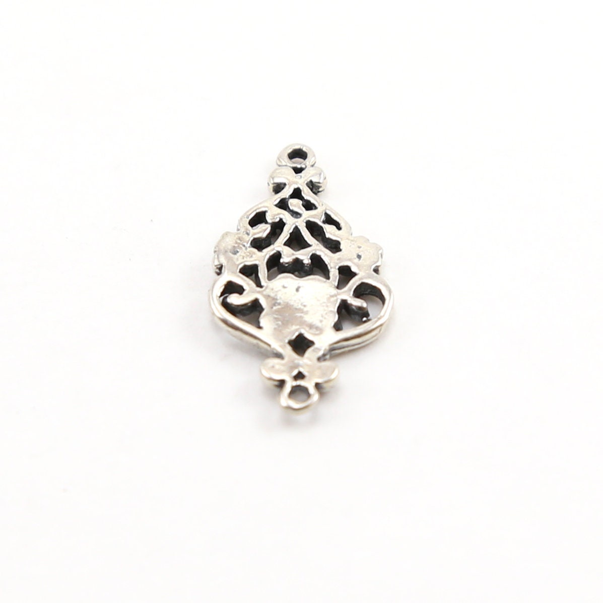 19mmx10mm Sterling Silver Daisy Flower and Swirl Connector Charm