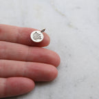 Sterling Silver Stamped Lotus on Teeny Tiny Round Circle Disk Charm