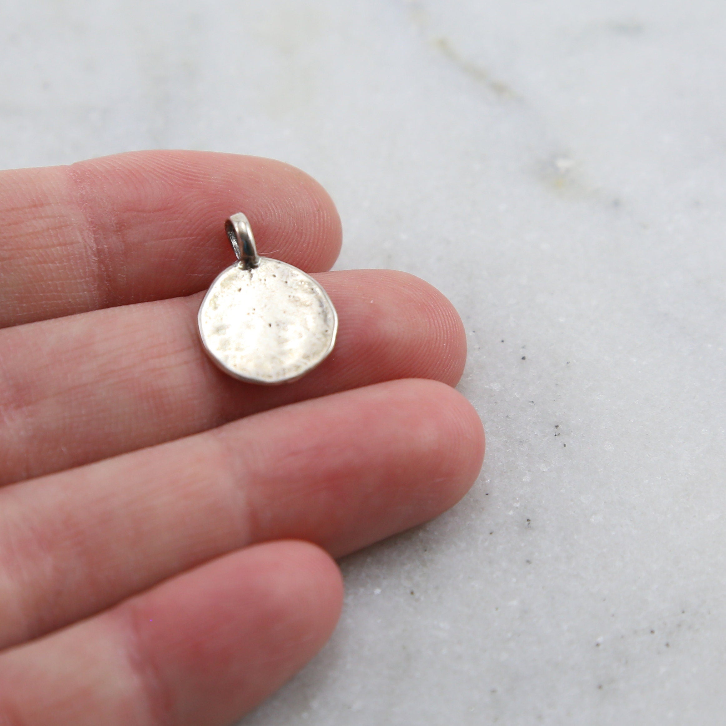 12mmx15mm Sterling Silver Textured Raw Shape Stamping Blank Disk Circle Charm