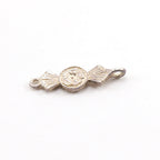 Sterling Silver Vintage Style Flower Ribbon Connector Charm with Line