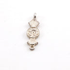 Sterling Silver Vintage Style Flower Ribbon Connector Charm with Line