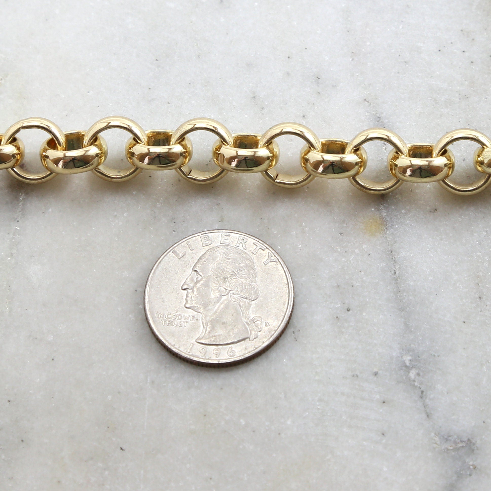 Brass Plated 11mm Extra Large Rolo Openable Thick Chain – Sold by the Foot